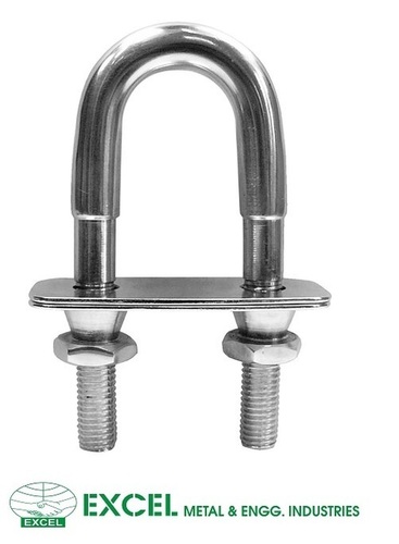 Steel U Bolt - Grade 304 Stainless Steel, Medium to Heavy-Duty Applications, Corrosion Resistant, Customizable Diameter, High Tensile Strength, Flat Plate with Bolts