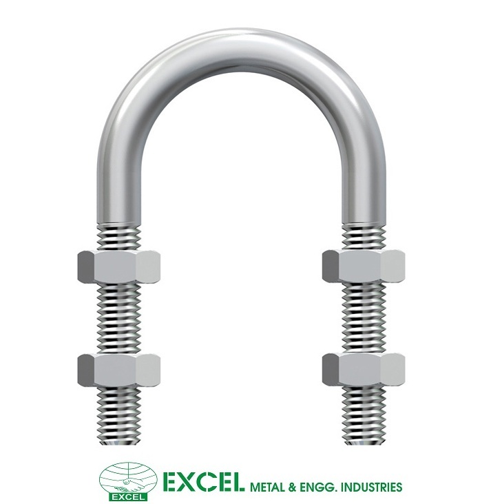 Steel U Bolt - Grade 304 Stainless Steel, Medium To Heavy-duty Applications, Corrosion Resistant, Customizable Diameter, High Tensile Strength, Flat Plate With Bolts