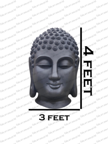 Black Fiber Head Buddha Statue - Height: 4 Foot (Ft)