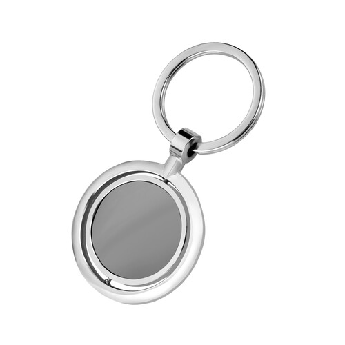 Round Spinning Metal Silver Keychain KC 12 - Alloy Steel & Stainless Steel, Black Plated Design, Moisture & Corrosion Resistant, Stain Protected Surface