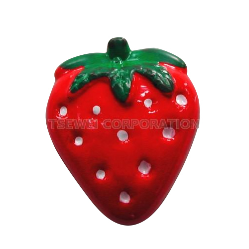 Red-Green Nylon Strawberry Design Button