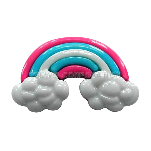 Sky Blue-White-Pink Nylon Rainbow Design Button