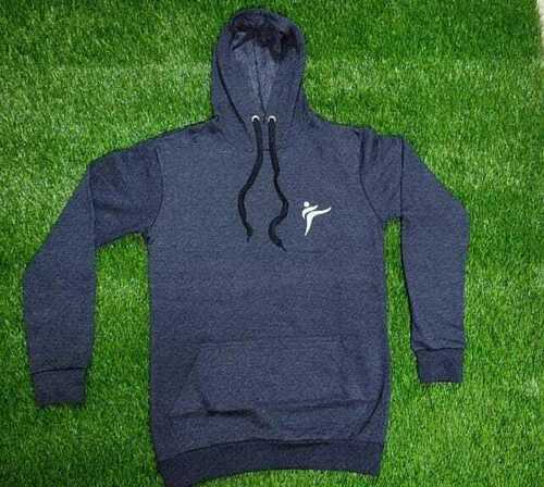 Mens Hoodies - Long Sleeve, Cotton Blend Material, Stylish Grey Design