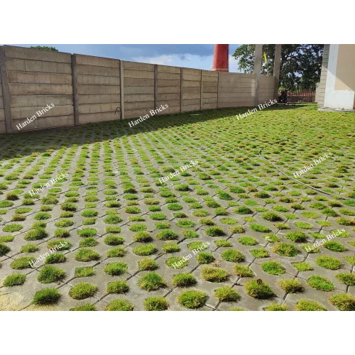 Concrete Grass Paver Block - Cement Material, 80mm Thickness, Grey Color | Eco-friendly Grass Integration For Driveways And Parking Areas