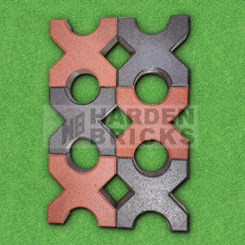 Shot Blast X-shape Grass Paver Block - Concrete, 300mm X 300mm X 80mm, Grey | Interlocking Design For Erosion Control, Ground Water Recharge, Load-bearing Capability