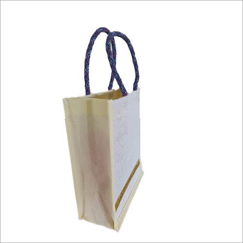 Plain Jute Carry Bag - Jute Material, 12x15 inches, Ivory White | Recyclable, Edible, Non-Toxic Dye, Biodegradable LDPE Lamination