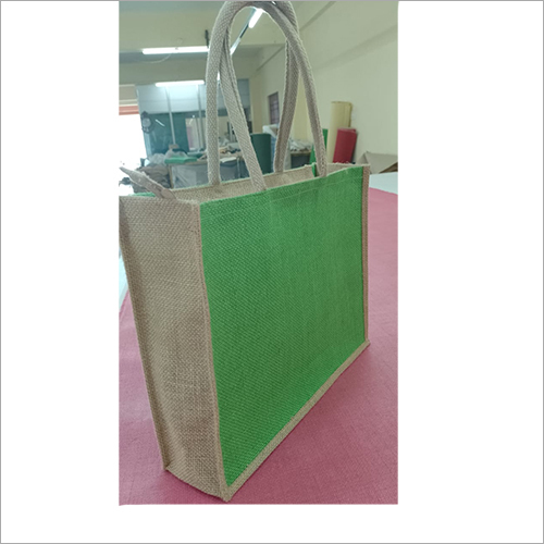 Casual Wear Jute Carry Bag - Jute Material, Plain Design | Elegant Green and Brown Color Combination