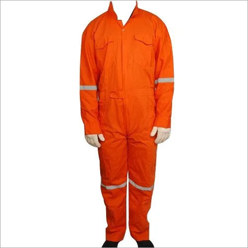 Cotton Coverall Boiler Suit - Size S-XXXL, Orange Color | Full Sleeves, Custom Printed Logo for Fireman Uniform