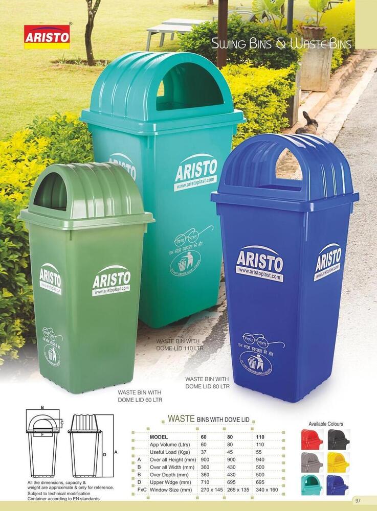 Aristro Dome Waste Bin - Application: Commercial