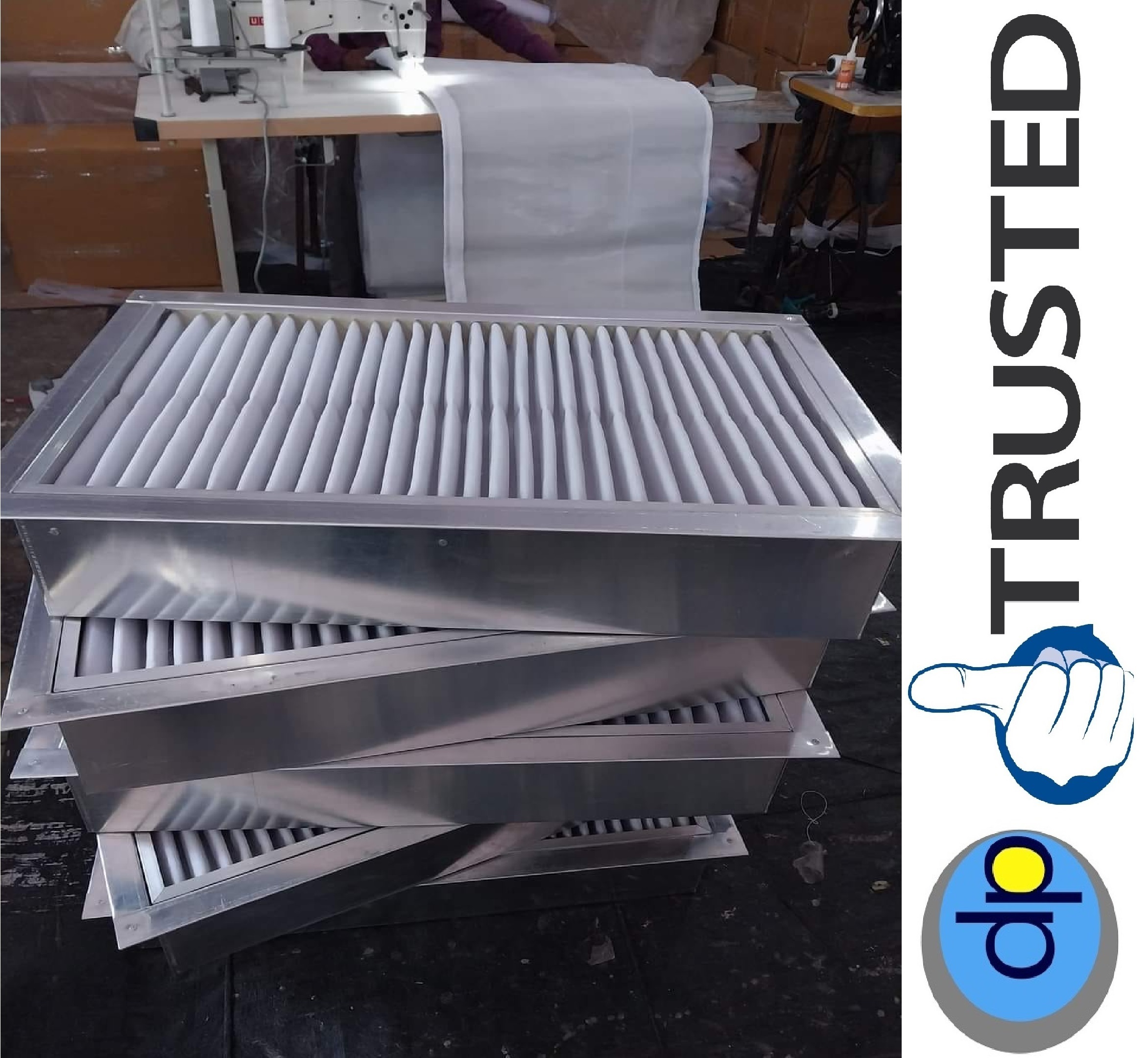 Ahu Filter - Non-woven Polyester Media 610x610x50/150/300 Mm White - High Filtration Efficiency 95% Low Pressure Drop Suitable For Pharmaceutical And Hospital Applications