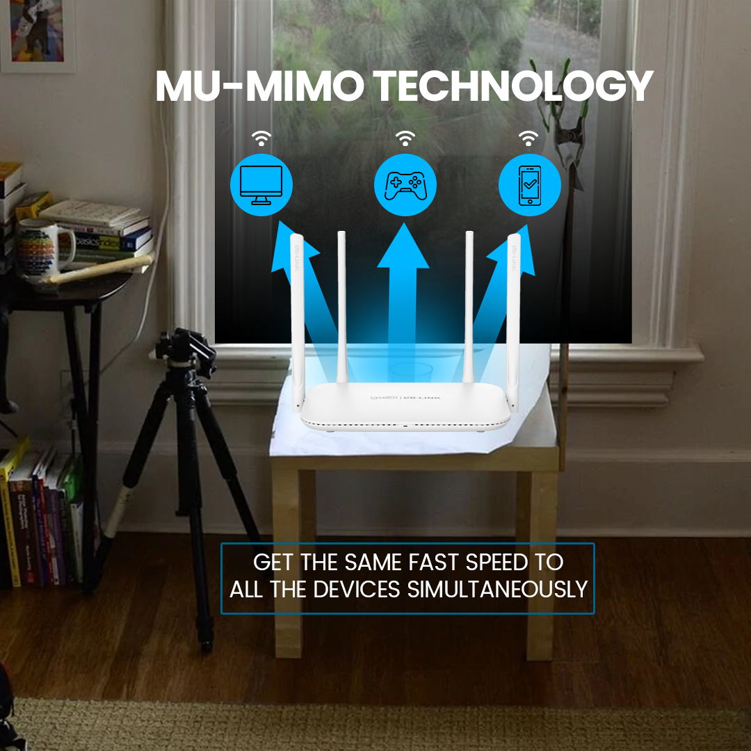 Match Lb-link - Dual-band Mu-mimo Gigabit Router | 1200mbps Speed, 5g+2.4g Connectivity, 4x High Gain Antennas, Full Gigabit Ports, Beamforming Technology