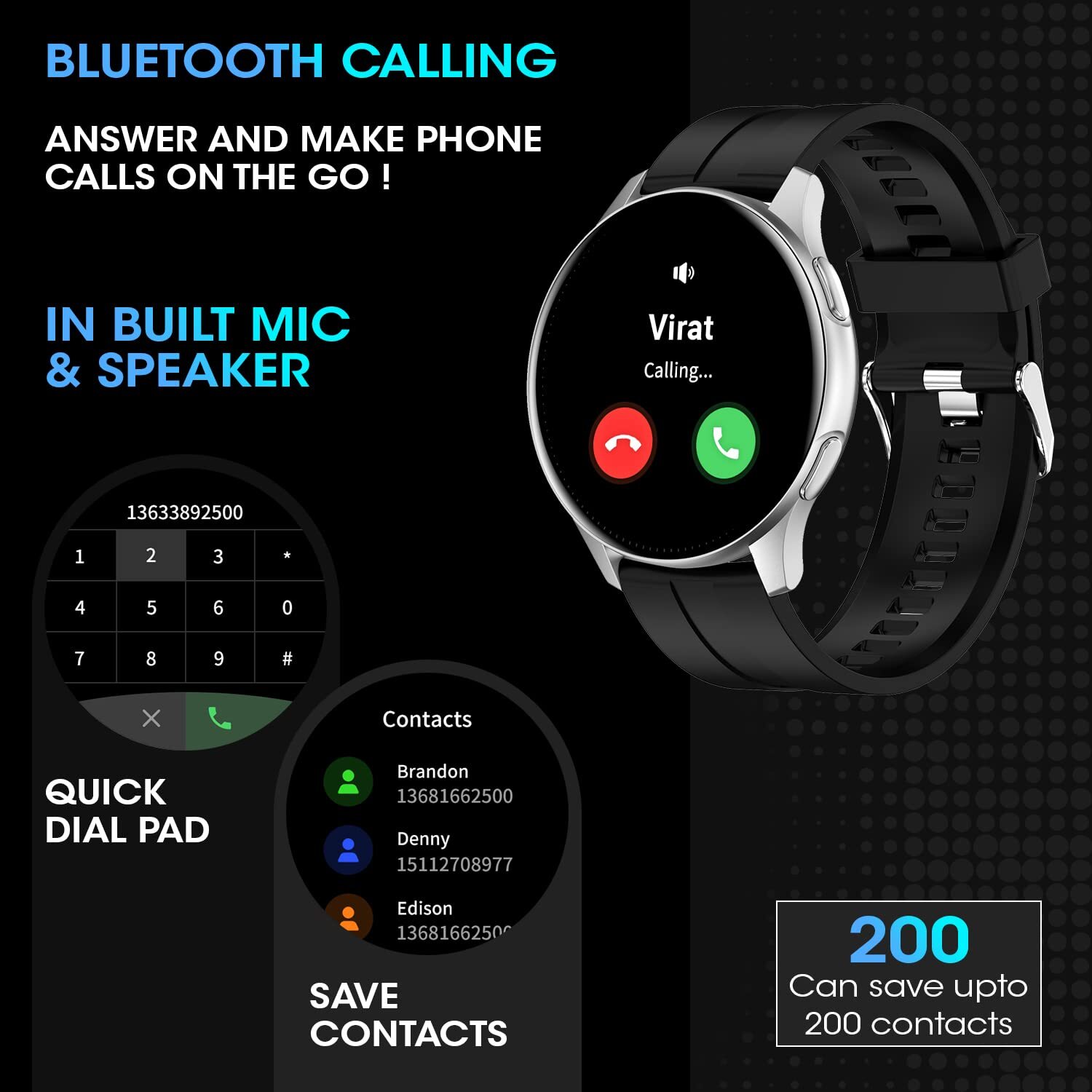 Fire Boltt Invincible - Metal & Silicone, 454*454 Pixels Resolution, 100 Sports Modes, Always-on Display, Bluetooth Calling, Long Battery Life