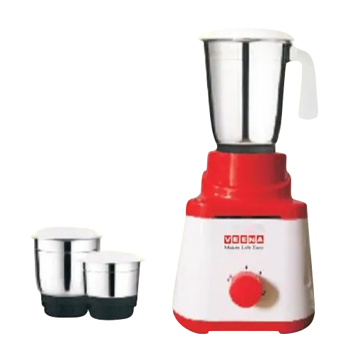 Stainless Steel Mixer Grinder - 750W, 300ml & 2L Capacity, Red & White Shock-Proof Body, Sharp Blades, Includes 3 Jars with Plastic Lids
