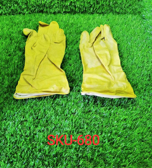 0680 Multipurpose Rubber Reusable Cleaning Gloves - Natural Rubber, Yellow | Enhanced Durability, Oil Resistance, Gentle On Skin