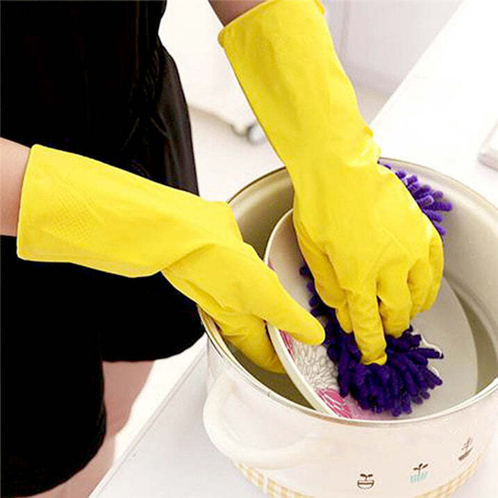 0680 Multipurpose Rubber Reusable Cleaning Gloves - Natural Rubber, Yellow | Enhanced Durability, Oil Resistance, Gentle On Skin