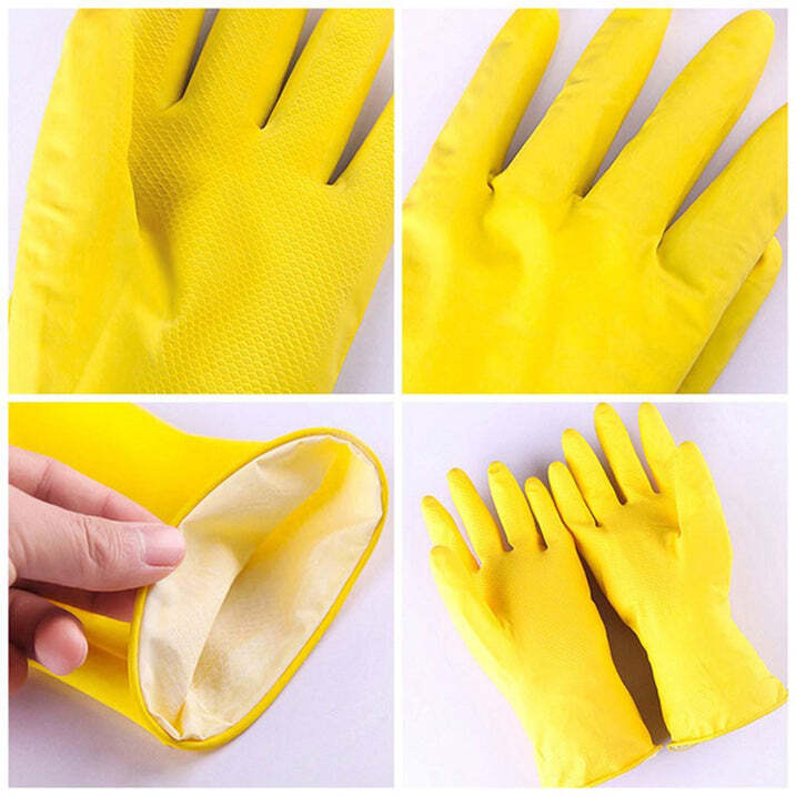 0680 Multipurpose Rubber Reusable Cleaning Gloves - Natural Rubber, Yellow | Enhanced Durability, Oil Resistance, Gentle On Skin