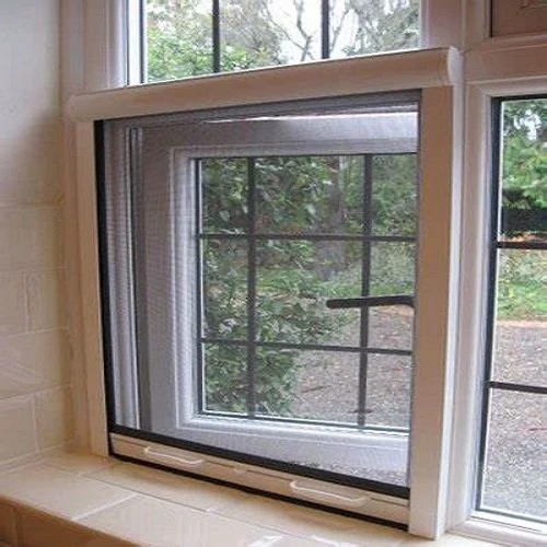 Upvc Pleated Mesh Window - Steel Wire Mesh, Customizable Sizes , Silver And White Finish With Rust Resistant Galvanized Coating