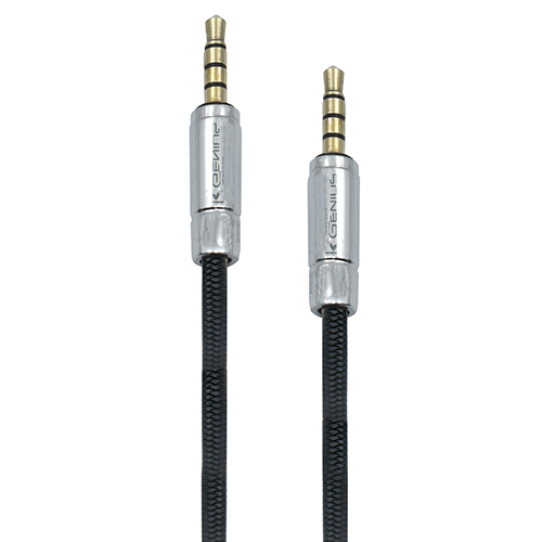 Mobile AUX Cable - Stainless Steel, Black Jacket | 6 Months Warranty, Telecommunication Application, High-Quality Connection for Music Devices