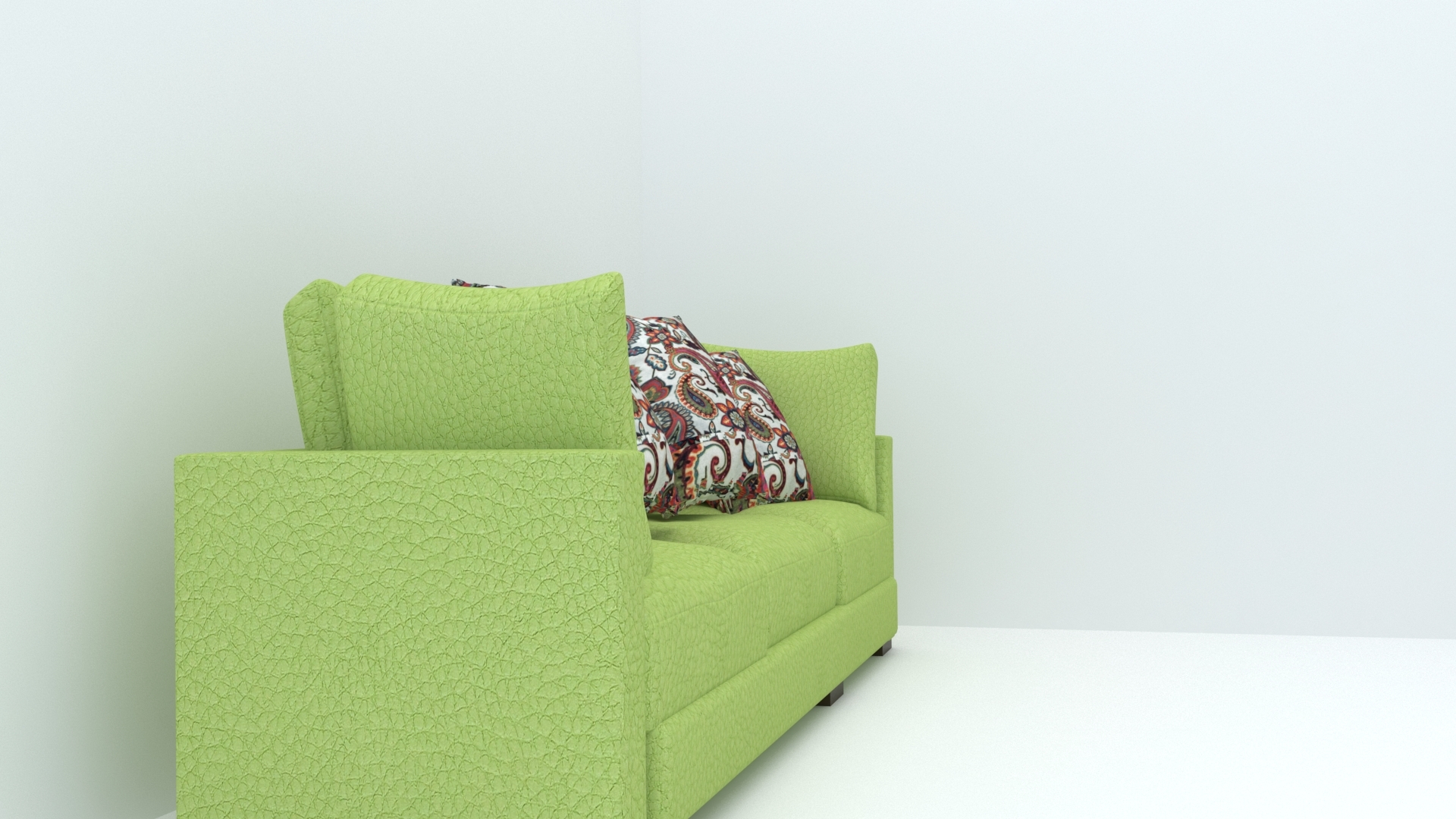 3 Seater Leatherette Green Sofa