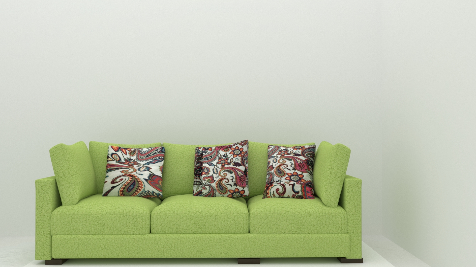 3 Seater Leatherette Green Sofa