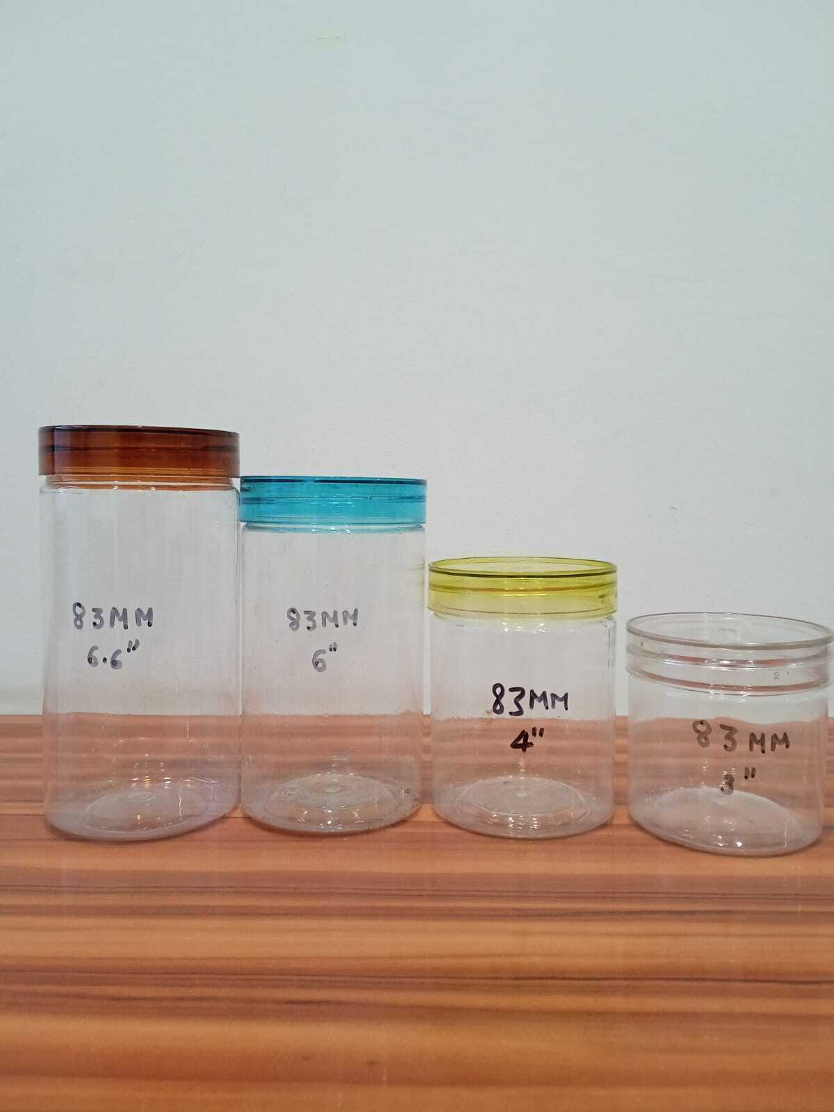 Plastic Pet Jars - Lightweight, Variable Sizes, Cylindrical | Available In Red, Yellow, Green, Blue, Black, Brown, Semi-rigid Plastic