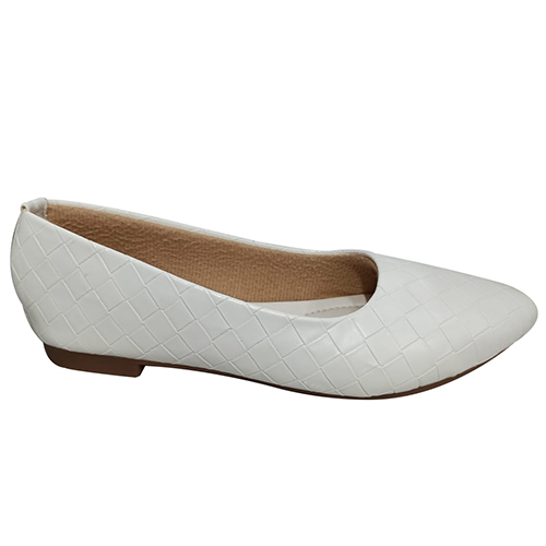 Women White Flat Ballerina - Eva Upper, Wide Fit Size 35-45, Classic Ivory White | Washable, Extra Padding For Comfort