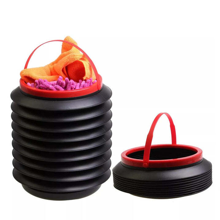 0237 Foldable Car Storage - Plastic Material | Black Color, Collapsible Design For Space-saving, Multi-purpose Use For Trips, Organizing, And Fishing