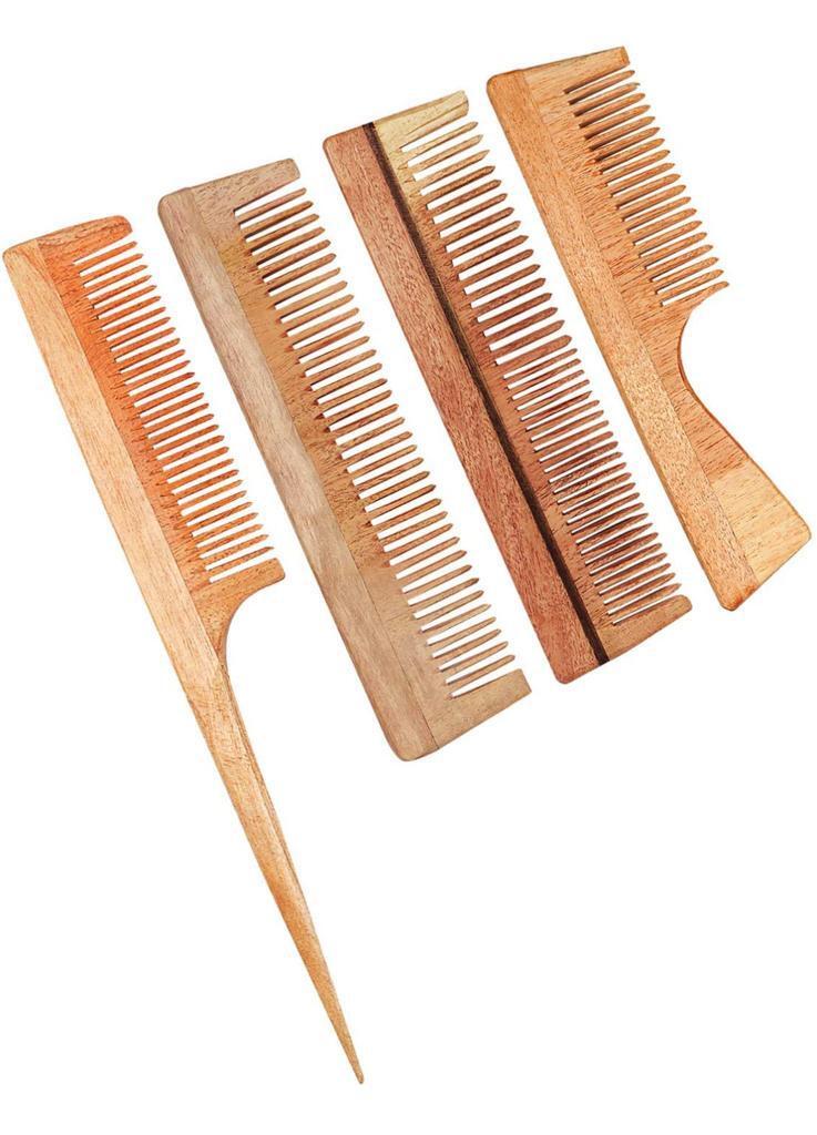 Neem Wood Comb - Natural Material, Compact Size, Elegant Brown Color | Eco-friendly, Handcrafted Design For Sustainable Grooming