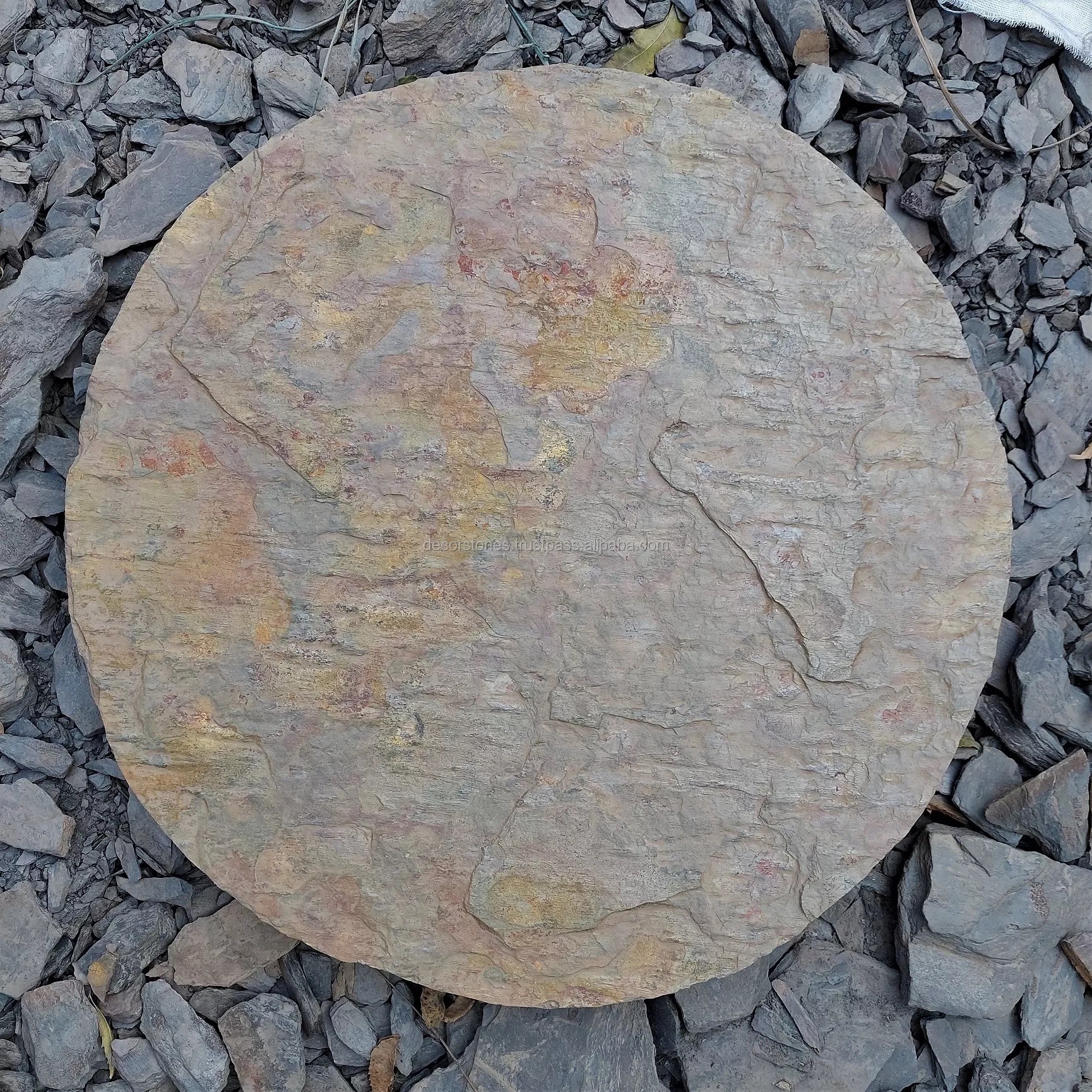 Circle Shape Multicolor Slate Pavers - Stone Form: Stair