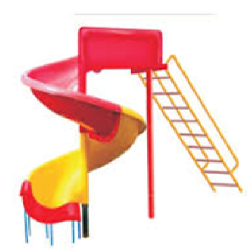 Frp Spiral Slide Sp-07 - 10ft Height, 16ft Length, 8ft Platform | Safe Play Area 12ft X 5ft, Custom Color Options, Ms Pipe Support