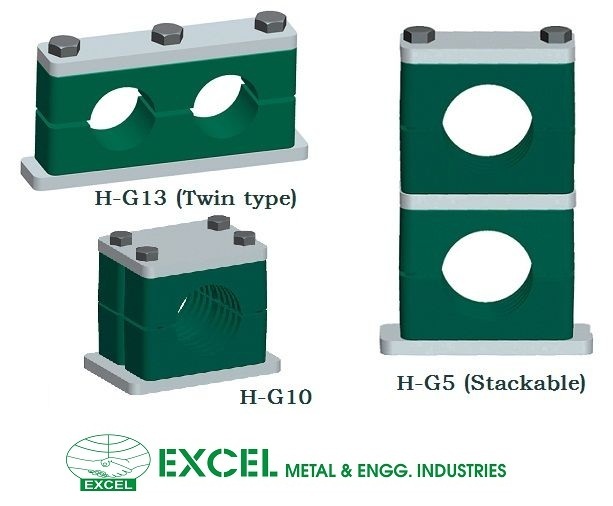 Heavy Duty Pipe Clamp - Polypropylene And Stainless Steel, Two-part Clamp System, Rectangular And Circular Shapes, Din 3015 Standard