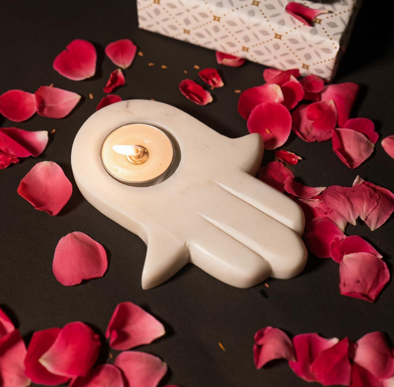 Marble Candle Holder - 4x6 Inches | Handmade Unique Stone Design, Ideal For Home Decoration And Gift