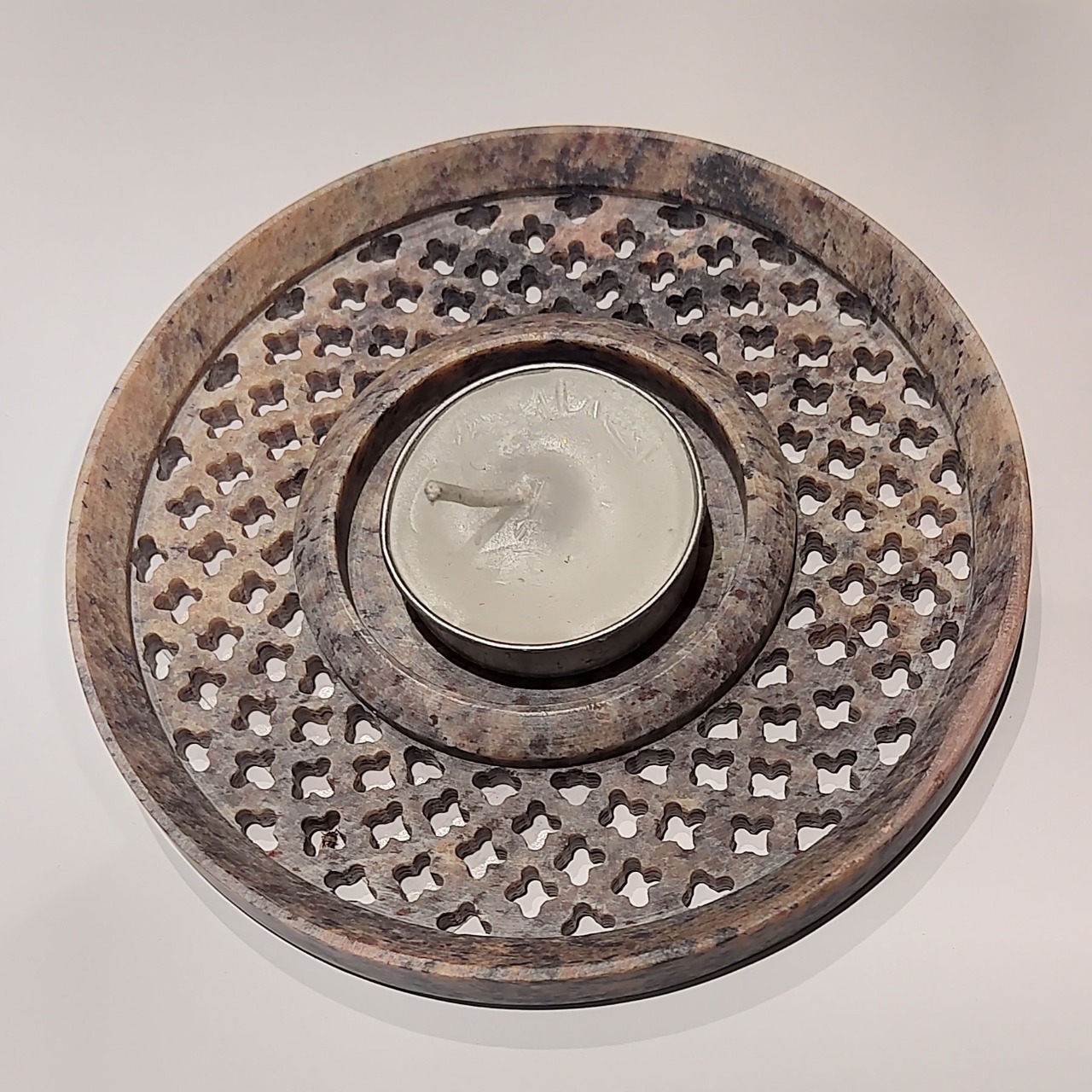 Stone Candle Stand - 2x4 Inch, Handmade Soapstone Oil Diffuser Burner With Tea Light Holder, Antique Imitation Decorative Accent For Home And Garden