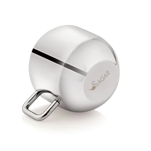 100 Ml Stainless Steel Double Wall Tea Cup - 60mm Size, Silver Color | Apple Design, 90gm Weight, Box Packaging By Sagar