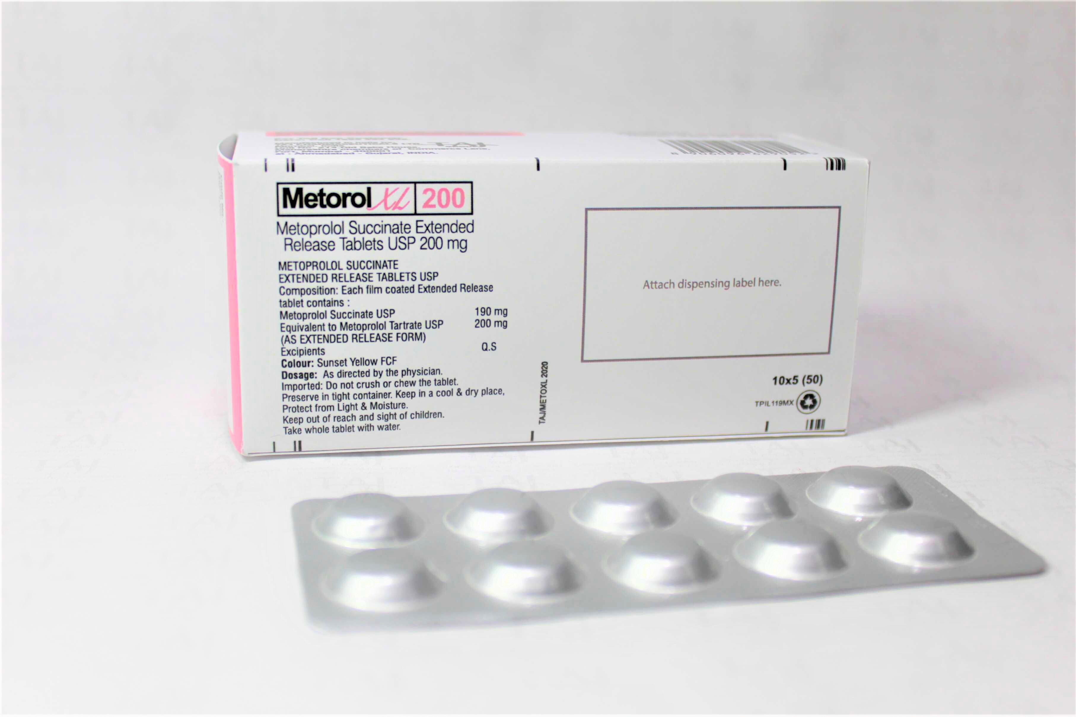 Metoprolol Succinate Er Tablet Usp 200mg Expiration Date: 3 Years