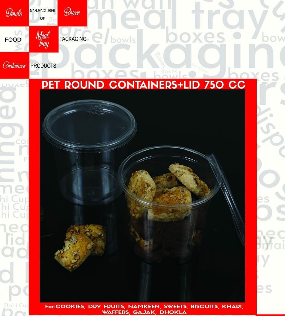 Round Pet Container - 250 Gram Transparent Plastic, Reusable Rectangular Shape For Sweets And Soan Papdi Packing