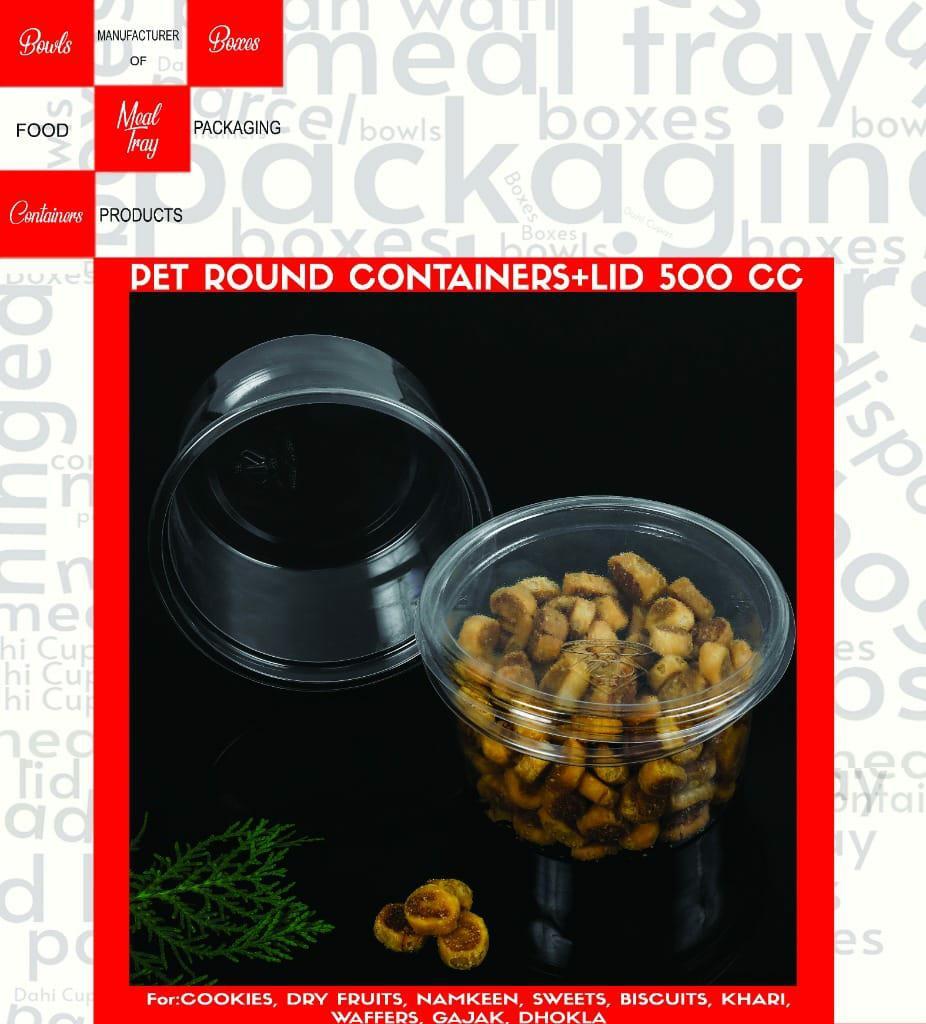 Round Pet Container - 250 Gram Transparent Plastic, Reusable Rectangular Shape For Sweets And Soan Papdi Packing