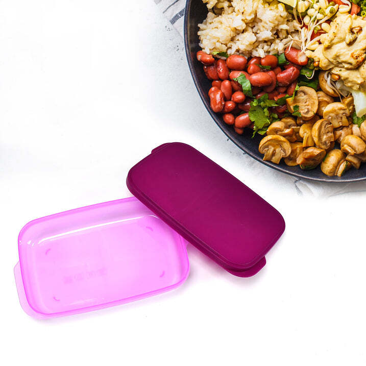 2453 Lunch Box - Food Grade Plastic, Standard Size, Pink | Unbreakable, Bpa-free, Dishwasher Safe, 2 Containers With Spoon, Leak Proof And Eco-friendly