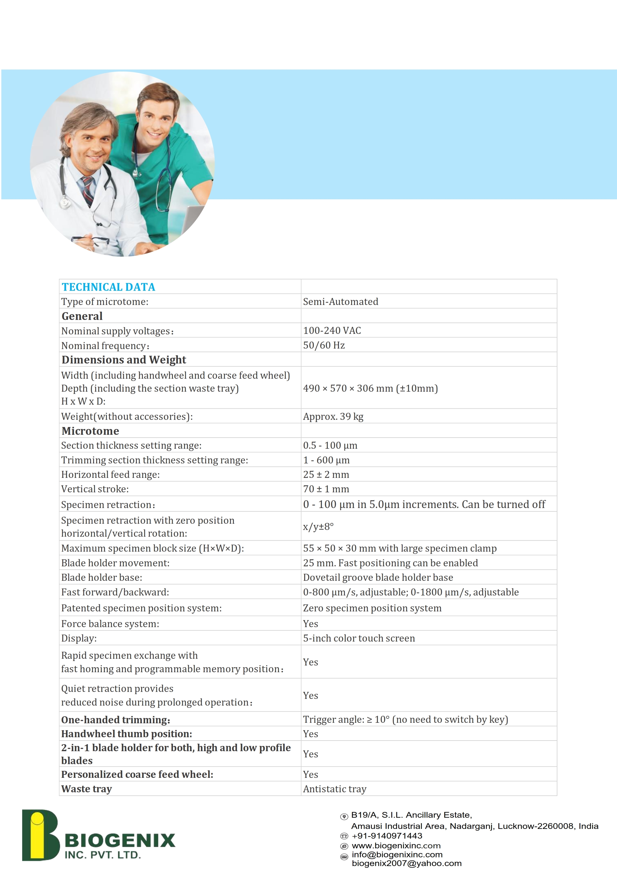 White Semi-automated Rotary Microtome
