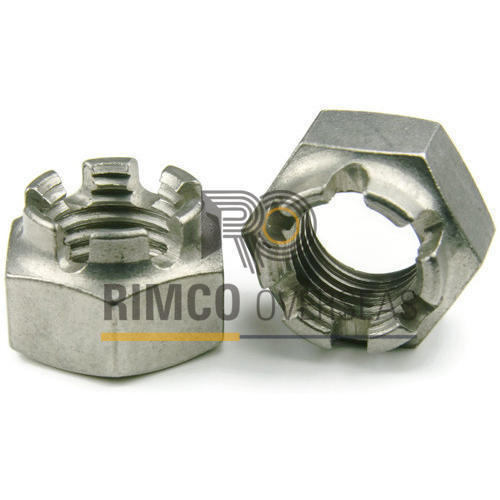 Stainless Steel Castle Nut - SS 304, Various Sizes Available, Silver Color | Industrial & Commercial Use, Rust Resistant Fastener