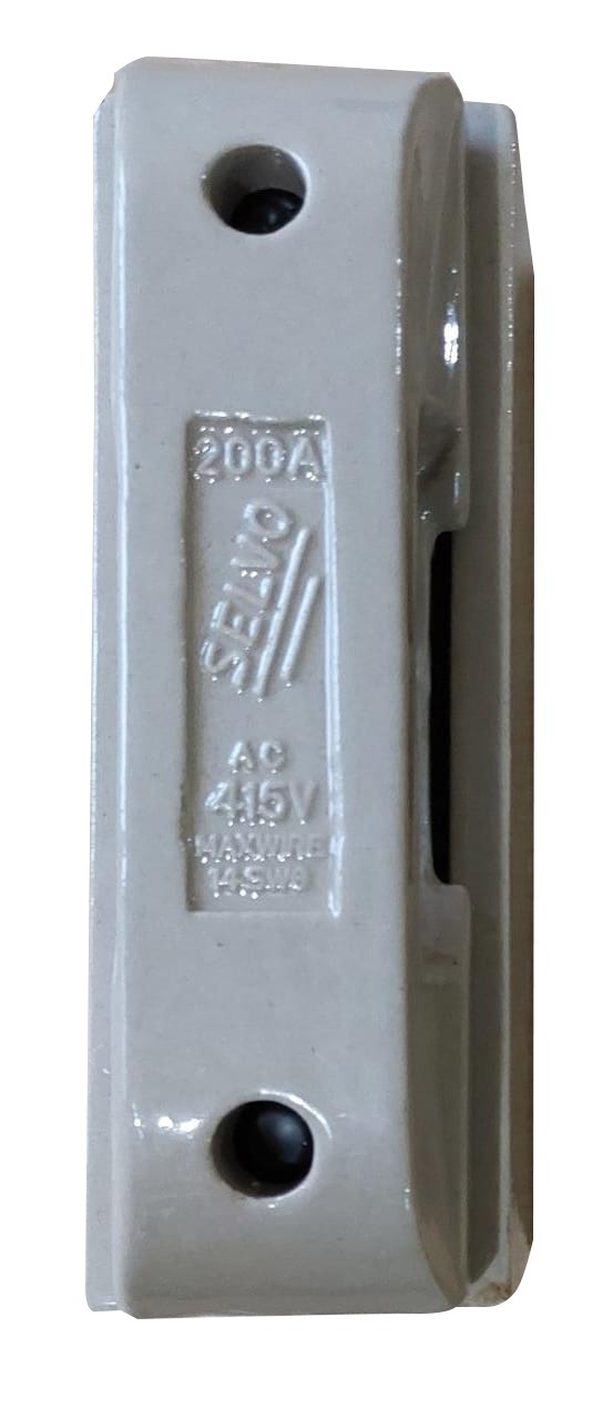 Selvo 200a 415 Volt Ac Porcelain Fuse Units (Kitkat Fuse) - Porcelain Material, Heavy Gauge Copper & Brass Contacts | Durable, Reversible Fuse Carrier, Industrial Strength