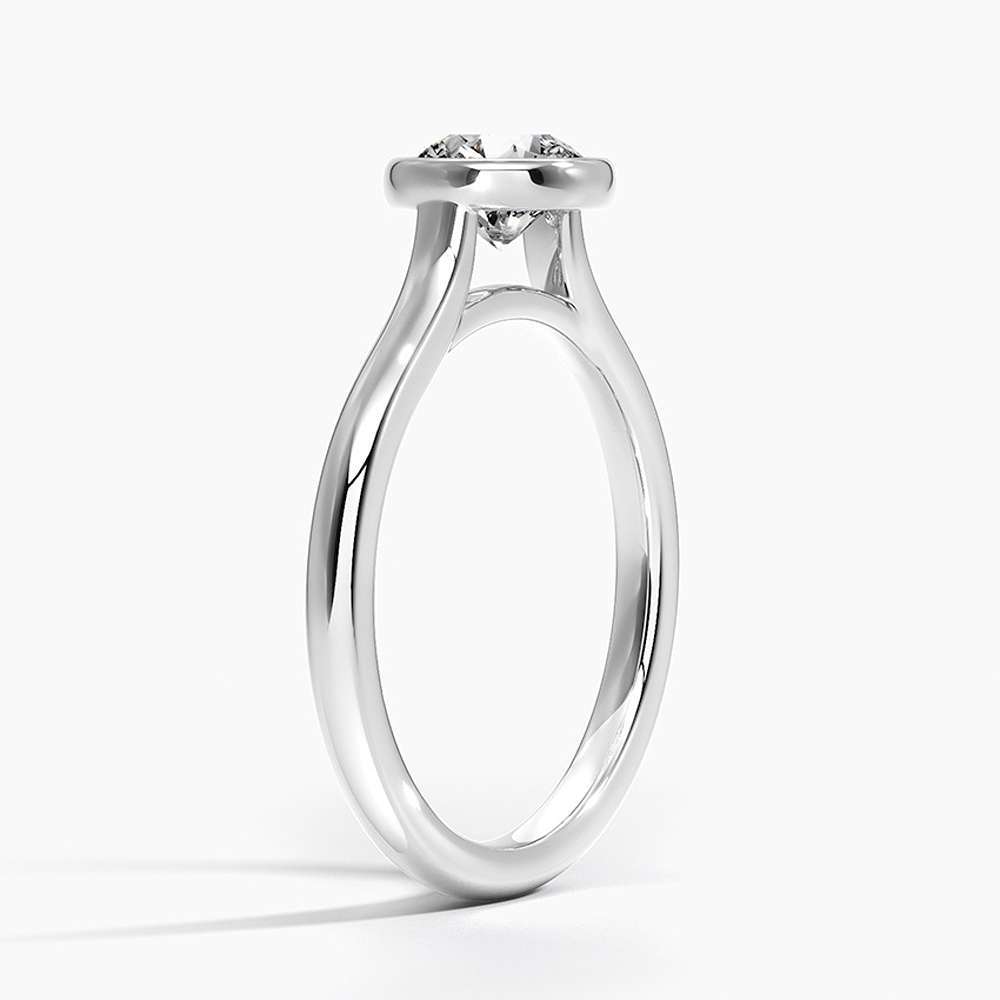 Round Shape Diamond Rings Bezel Set In Lab Grown Diamonds 14k White Gold 1 Ct Diamond Clarity: Vs2