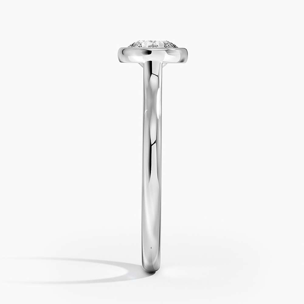 Round Shape Diamond Rings Bezel Set In Lab Grown Diamonds 14k White Gold 1 Ct Diamond Clarity: Vs2