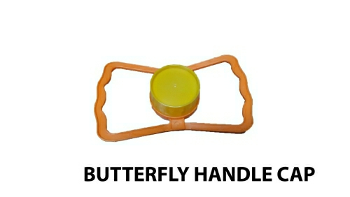 Plastic Butterfly Handle Cap - Plastic Material, 46 Mm Size, Yellow Color | Versatile For Bottles, Available In Multiple Sizes