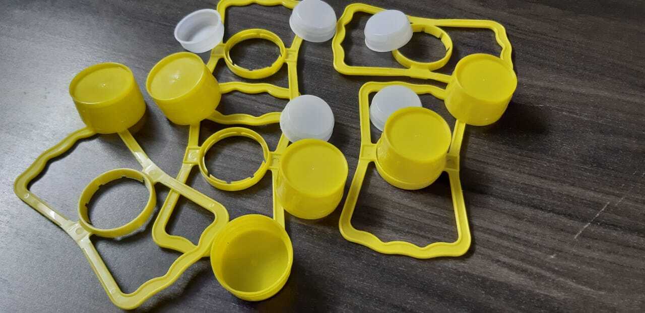 Plastic Butterfly Handle Cap - Plastic Material, 46 Mm Size, Yellow Color | Versatile For Bottles, Available In Multiple Sizes