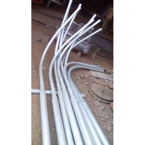 Single Swan Neck Pole - M.S. Material, Staggered Welds for Enhanced Strength, Silver Finish