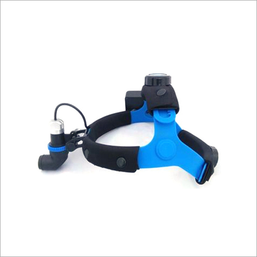 Dental LED Headlight - Flexible Coil Temples, Lightweight Blue Design, Manual Power Source, Water Resistant