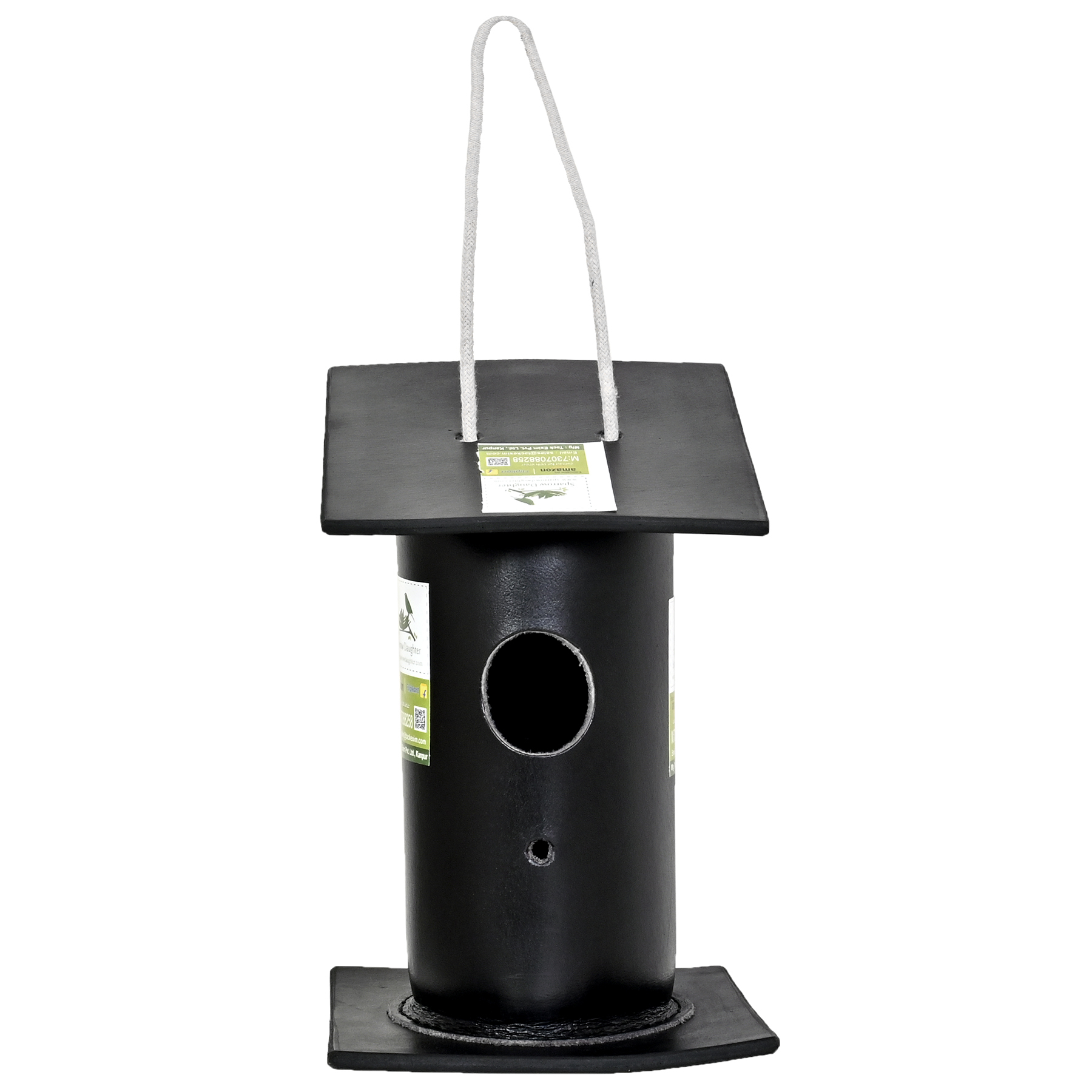 Handmade Black Color Birdhouse - Leather, Vegan Leather, Synthetic Leather | Perfect For Small Birds, Easy Installation, Handcrafted Design