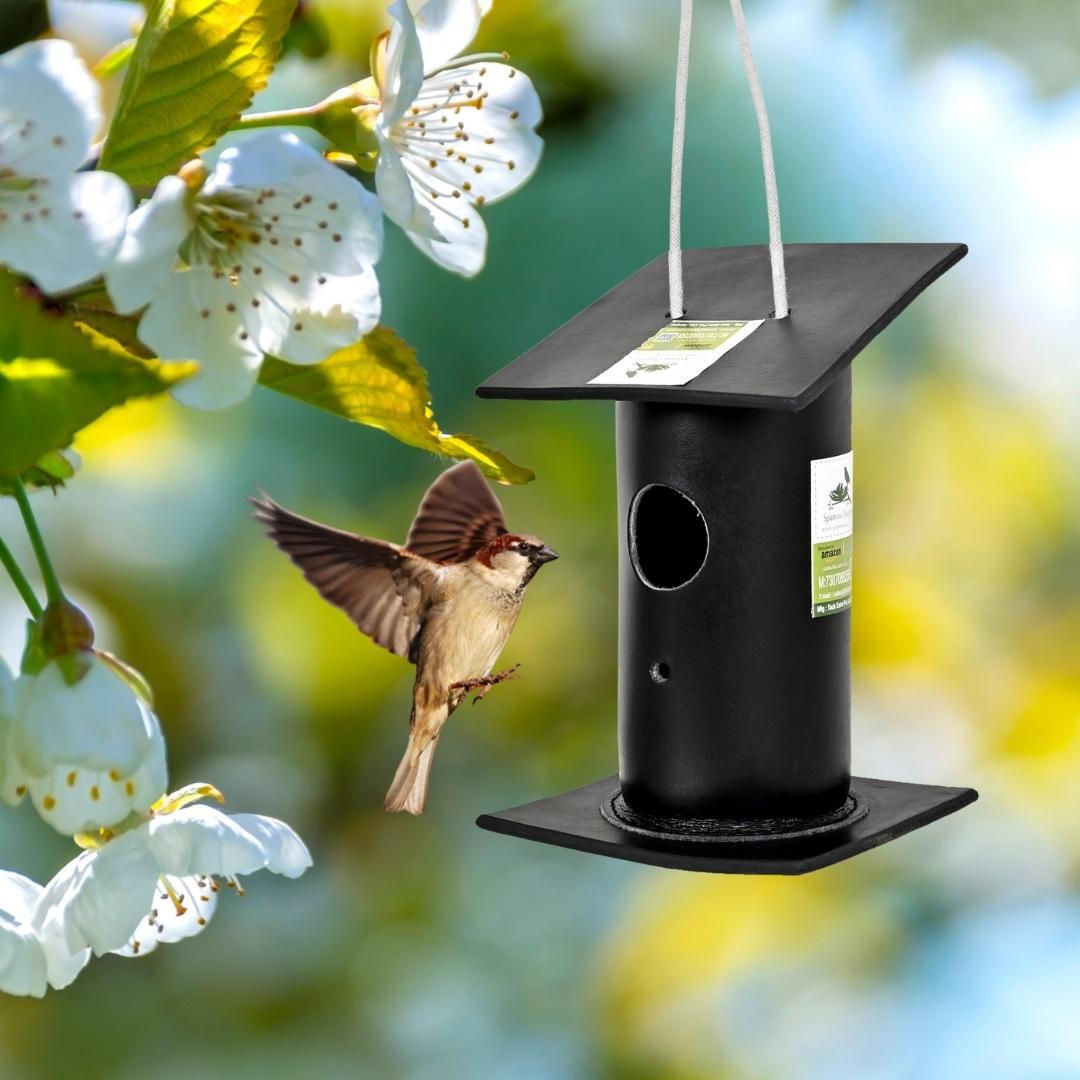 Handmade Black Color Birdhouse - Leather, Vegan Leather, Synthetic Leather | Perfect For Small Birds, Easy Installation, Handcrafted Design