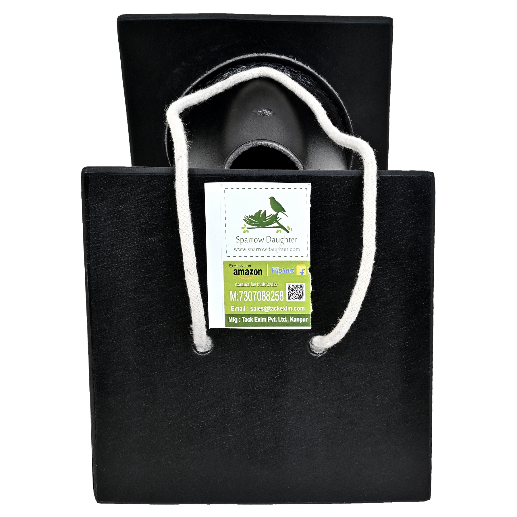 Handmade Black Color Birdhouse - Leather, Vegan Leather, Synthetic Leather | Perfect For Small Birds, Easy Installation, Handcrafted Design